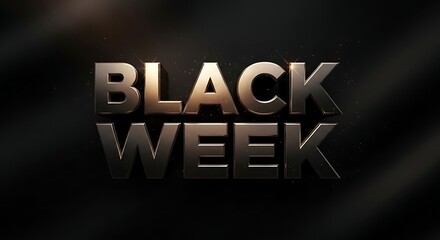 Metallic ' Black Week ' Typography : Bold reflective letters against a dark backdrop suggest special deals and anticipation