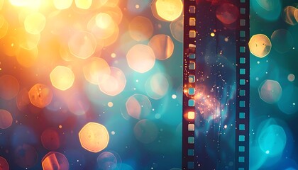 Colorful bokeh with film strip