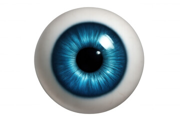 Close-up of a realistic blue eye rendering with transparent background, ideal for medical or scientific illustrations