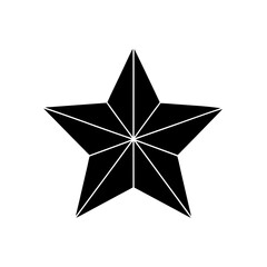 Obraz premium Black star with white lines on transparent background silhouette