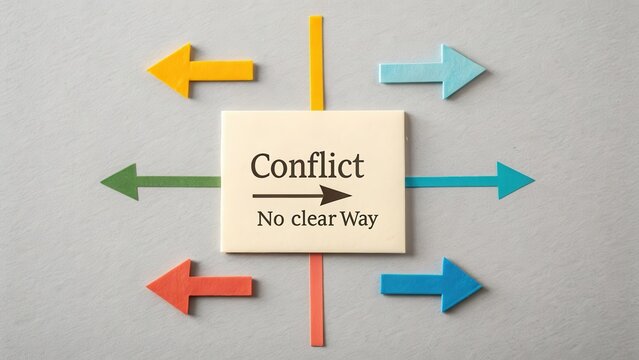 Signage Representing Conflict with Directional Arrows and Uncertainty