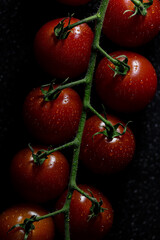 Fresh tomatoes with water drops, organic vegetable, healthy food