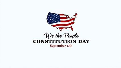 United states constitution day celebration with american flag map and text