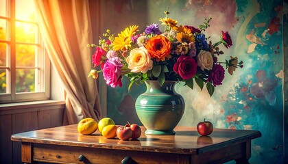 Colorful bouquet in a vase