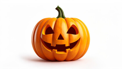 Fototapeta premium A smiling pumpkin, a classic Halloween decoration, sits in the spotlight