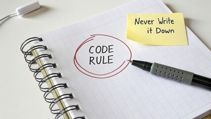 Reminder Notepad with Code Rule and Writing Tip on Sticky Note