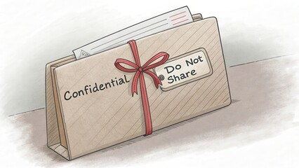 Secure Folder with Confidential Label and Red Ribbon Decoration