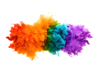 Abstract Rainbow Powder Cloud Explosion on Transparent Background powder explosion isolated on a transparent background