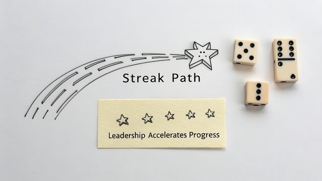 Streak Path Illustration with Leadership Principles and Dice - Powered by Adobe