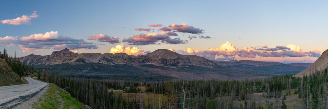 Clouds over the Uinta Mountains in Utah at Sunset