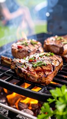 Grilled steak on a barbecue