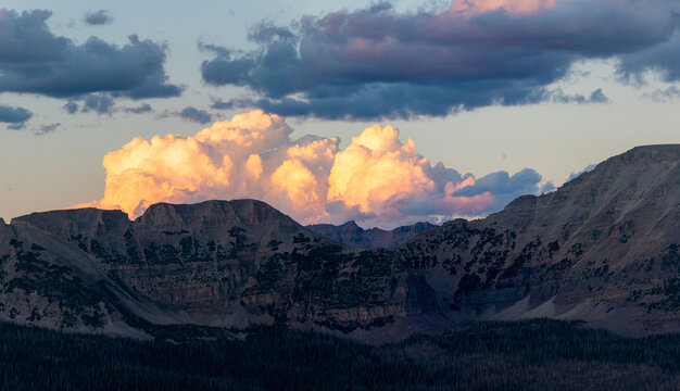 Clouds over the Uinta Mountains in Utah at Sunset