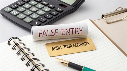 Audit Preparation with Calculator, Notepad, and False Entry Note