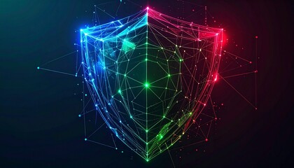 A digital shield graphic representing online security and protection
