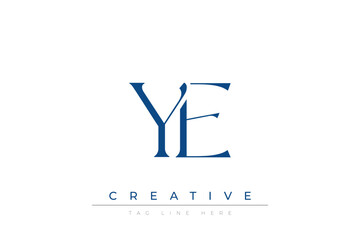 Blue stylized letters YE combined in a modern design on a clean white background, evoking professionalism and creativity. Ideal for branding, business identity, and corporate representation concepts. © Draw