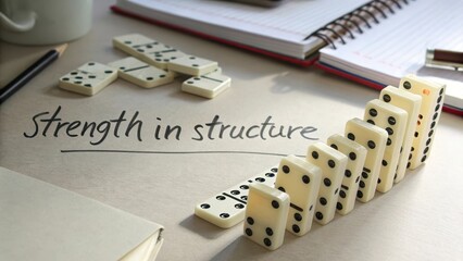 Strength in Structure Concept with Dominoes on a Desk Surface
