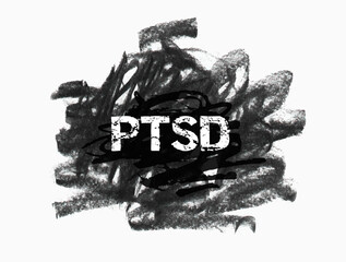 Abstract Scribble Drawing Representing PTSD and Mental Health Struggle with Chaotic Lines, Anxiety Concept