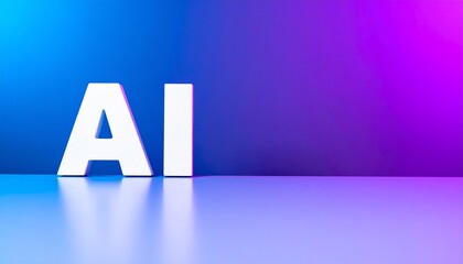AI letter with gradient background. The letters are positioned with a modern perspective, creating a sense of depth and visual interest. The background features a smooth gradient.