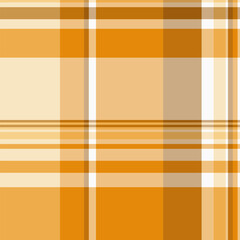 Revival seamless check plaid, retail tartan textile texture. Us vector fabric pattern background in orange and amber colors.