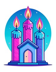 Colorful candles in a house shape