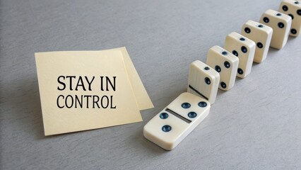 Stay in Control with Dominoes on Gray Background for Motivation
