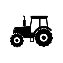 Black tractor silhouette on transparent background