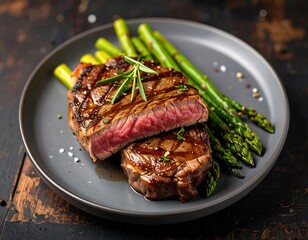 Grilled steak with asparagus