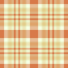 Light tartan fabric check, collage texture background plaid. Robe seamless textile vector pattern in orange and light colors.