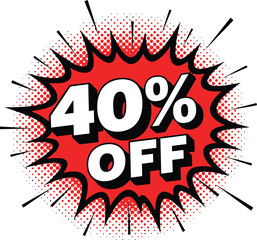 Fototapeta premium Vector art of 40 off sale discount burst