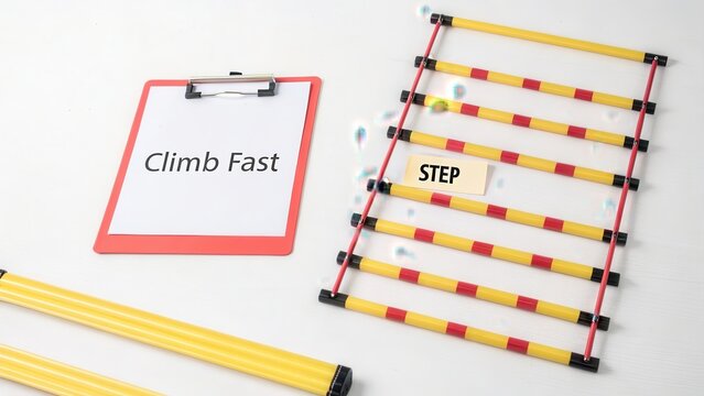 Climbing Training Equipment with Step Ladder and Instruction Board