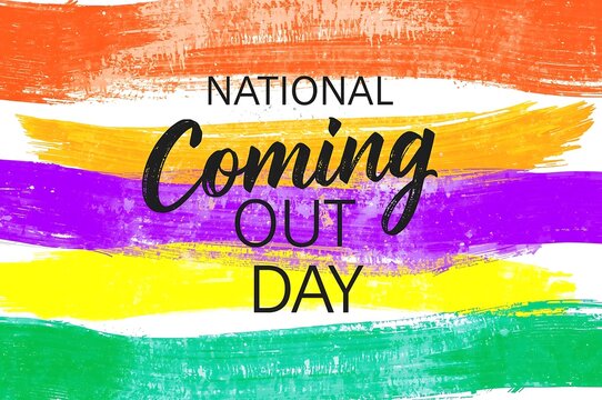 National coming out day celebration with rainbow brush strokes