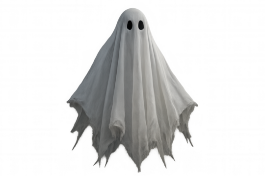 Translucent spectral figure hovering, pale apparition creating haunting halloween mood with supernatural ethereal presence