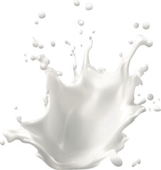 White Milk Splash with Multiple Droplets Frozen in Action on White Background liquid dairy
