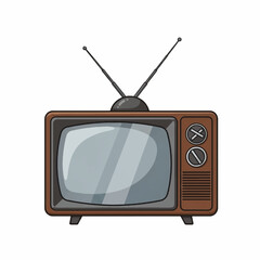 Vintage CRT television with antennas and knobs