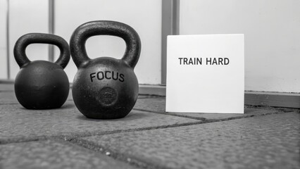 Kettlebells and Motivational Note for Fitness and Strength Training
