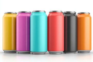 Colorful aluminum cans of soda background. Top view, macro. Recycle metal can with water drops . Beer, carbonated water, cola, energy drinks cans. Recycling concept. Closeup view of many beverage cans