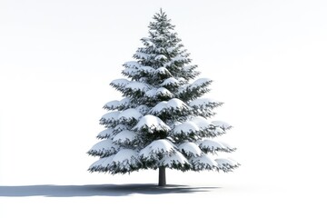 Obraz premium Snow Covered Fir Tree on White Background