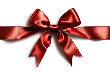 Naklejka premium Elegant red ribbon bow on white background.