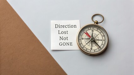 Vintage Compass with Inspirational Note on a Geometric Background