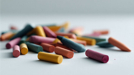 Colorful pastel sticks scattered on a bright surface evoke creativity, learning, and art. Perfect for projects about education, design, and inspiration.