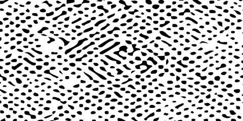 Geometric pattern of seamless halftone dots on a black and white abstract background