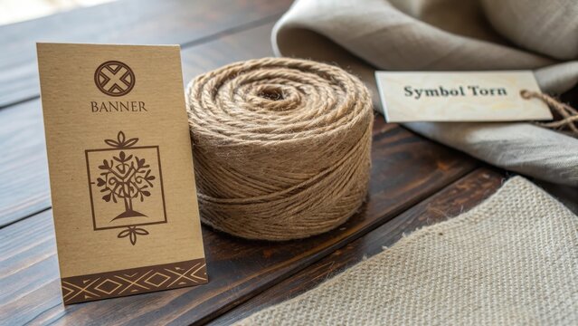 Rustic Craft Supplies with Natural Twine and Elegant Banner Display