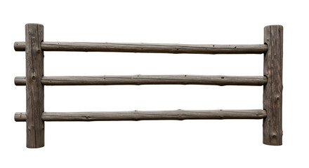 Rustic Wooden Log Fence on Black Background