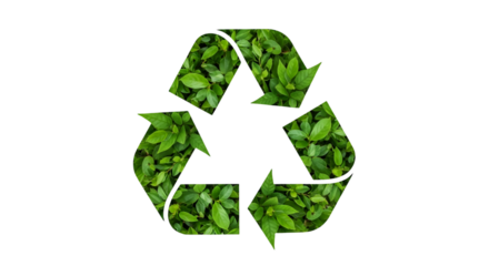 Green Recycling Symbol with Lush Foliage