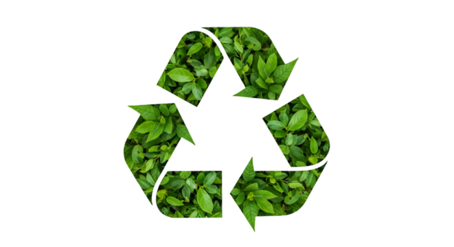 Green Recycling Symbol with Lush Foliage