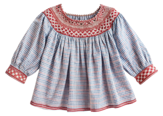 Smocked peasant top isolated on white background