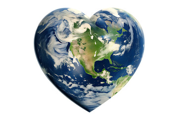 Heart Shaped Planet Earth With North America Visible On Background love isolated on a transparent background