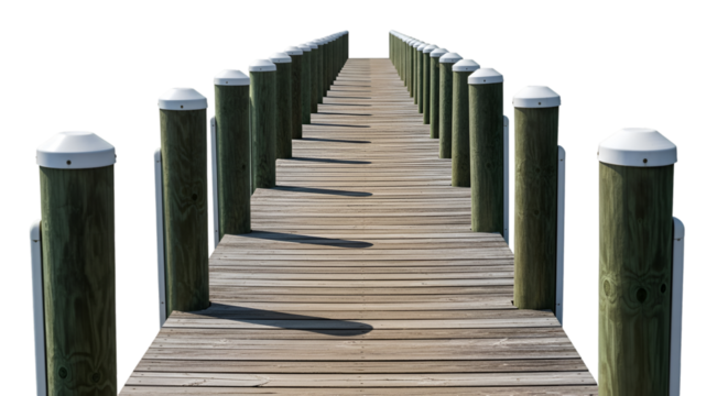 Wooden Dock with Green Posts and White Caps