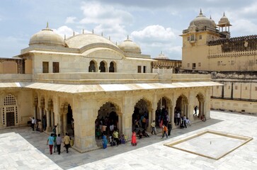 Sheesh Mahal and Sheesh Mahal garden in Amber fort. Jaipur, India.