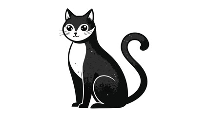 A detailed black and white illustration of a cat, highlighting its fur texture and facial expression..eps